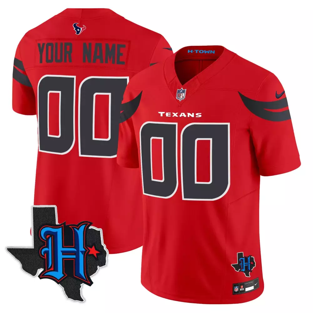 red youth houston texans 2024 texas patch vapor limited custom jersey all stitched