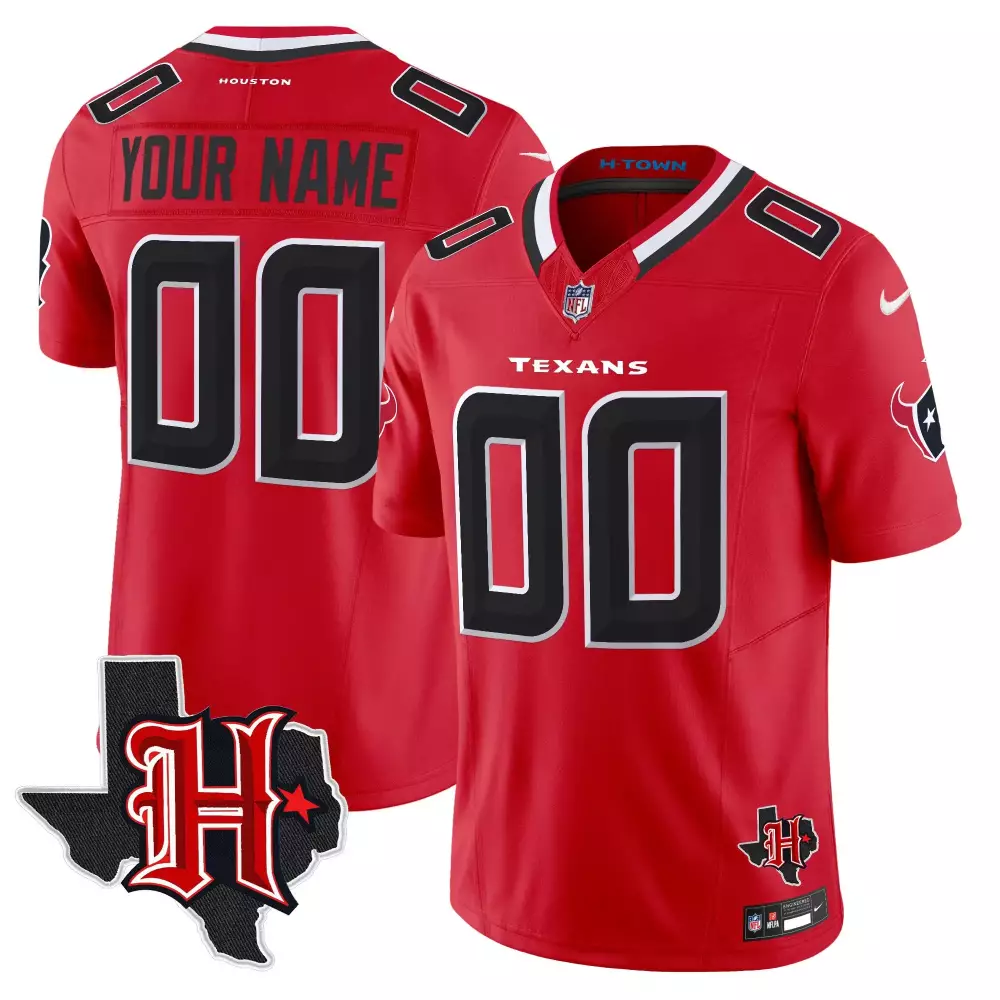 red youth houston texans 2024 texas patch vapor limited custom jersey all stitched