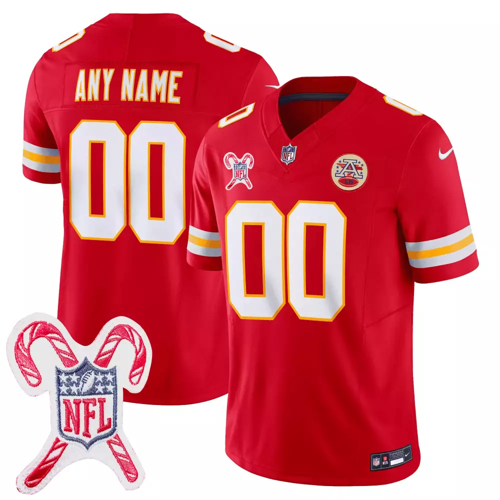 red youth kansas city chiefs christmas patch vapor limited custom jersey all stitched