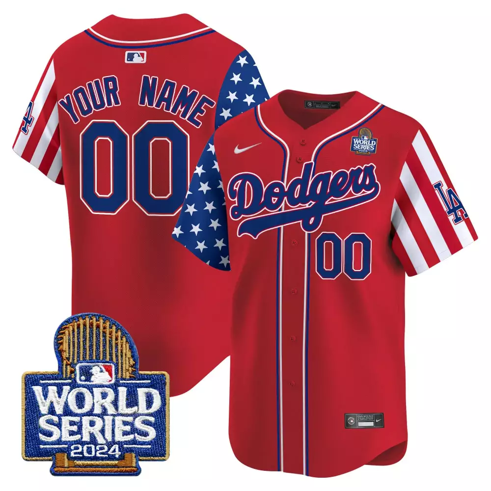 Los Angeles Dodgers Red Youth American Style 2024 World Series Vapor Premier Limited Jersey V2 | Custom Design | Fan Gear for Men, Women & Youth