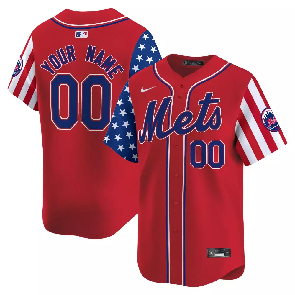 red youth new york mets 2024 independence day vapor premier limited custom jersey all stitched