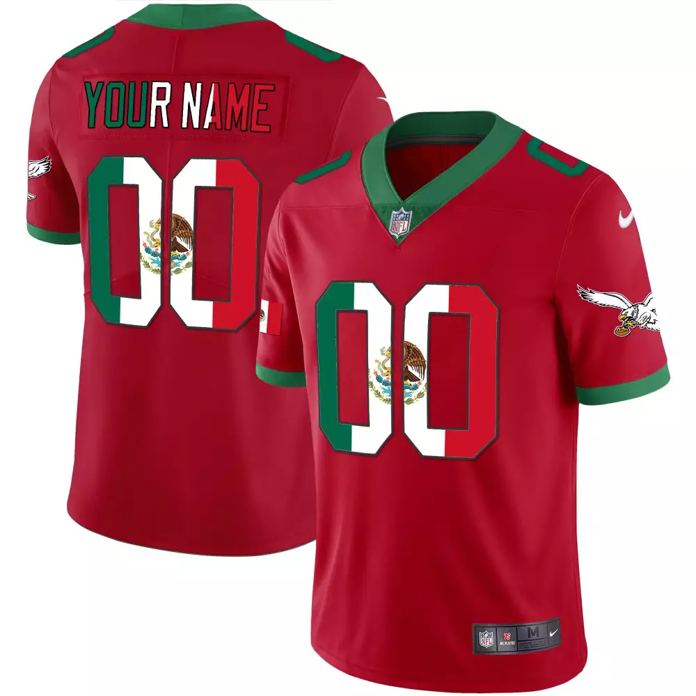 red men philadelphia eagles mexico gold kelly vapor custom jersey all stitched