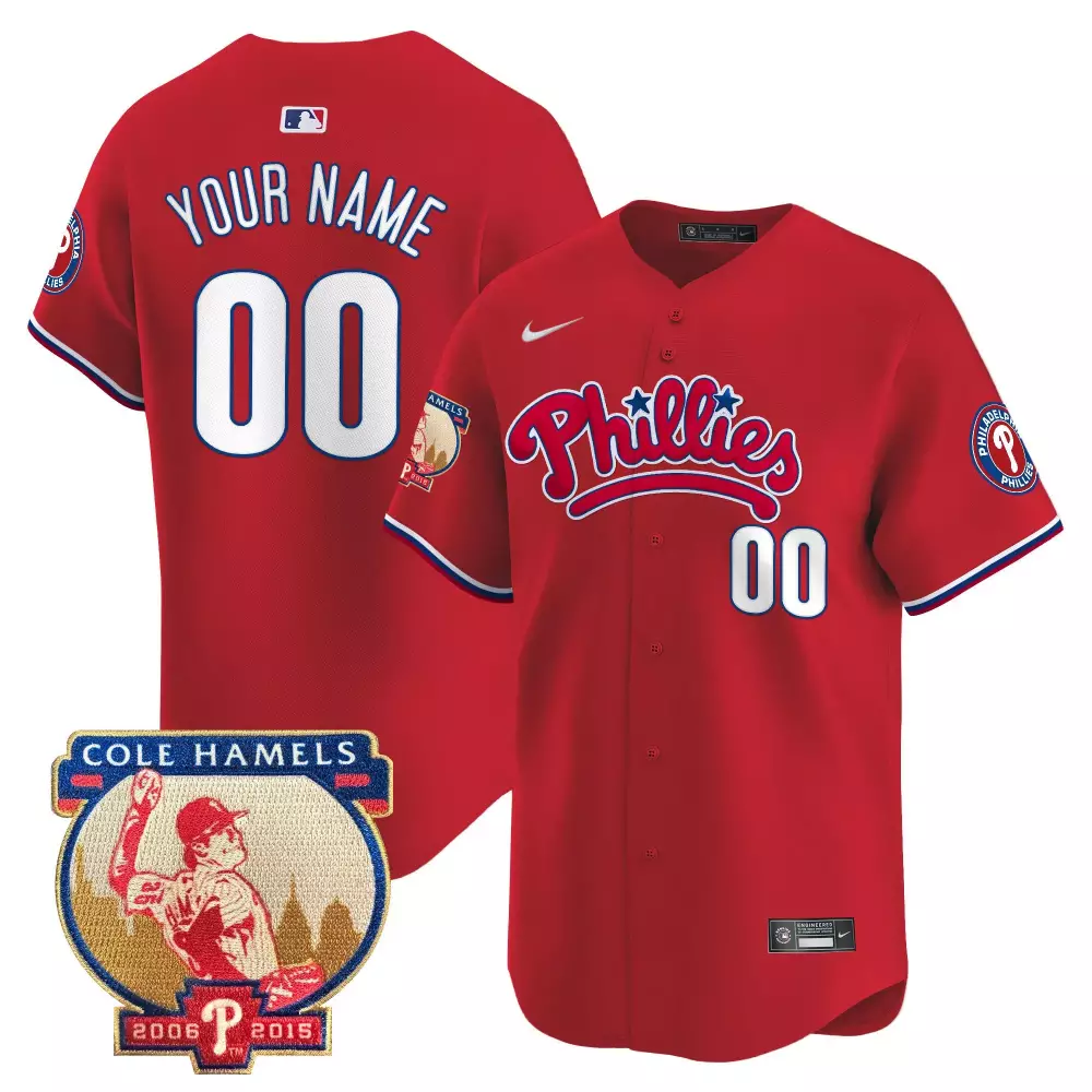 Youth Red Philadelphia Phillies Cole Hamels Patch Vapor Premier Jersey | Limited Edition Custom Gear | For Men, Women & Youth