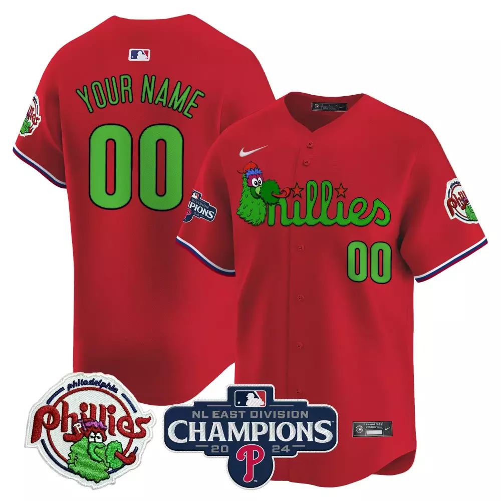 Youth Red Philadelphia Phillies Phanatic 2024 NL East Division Champions Vapor Premier Jersey | Limited Edition Custom Gear | For Men, Women & Youth