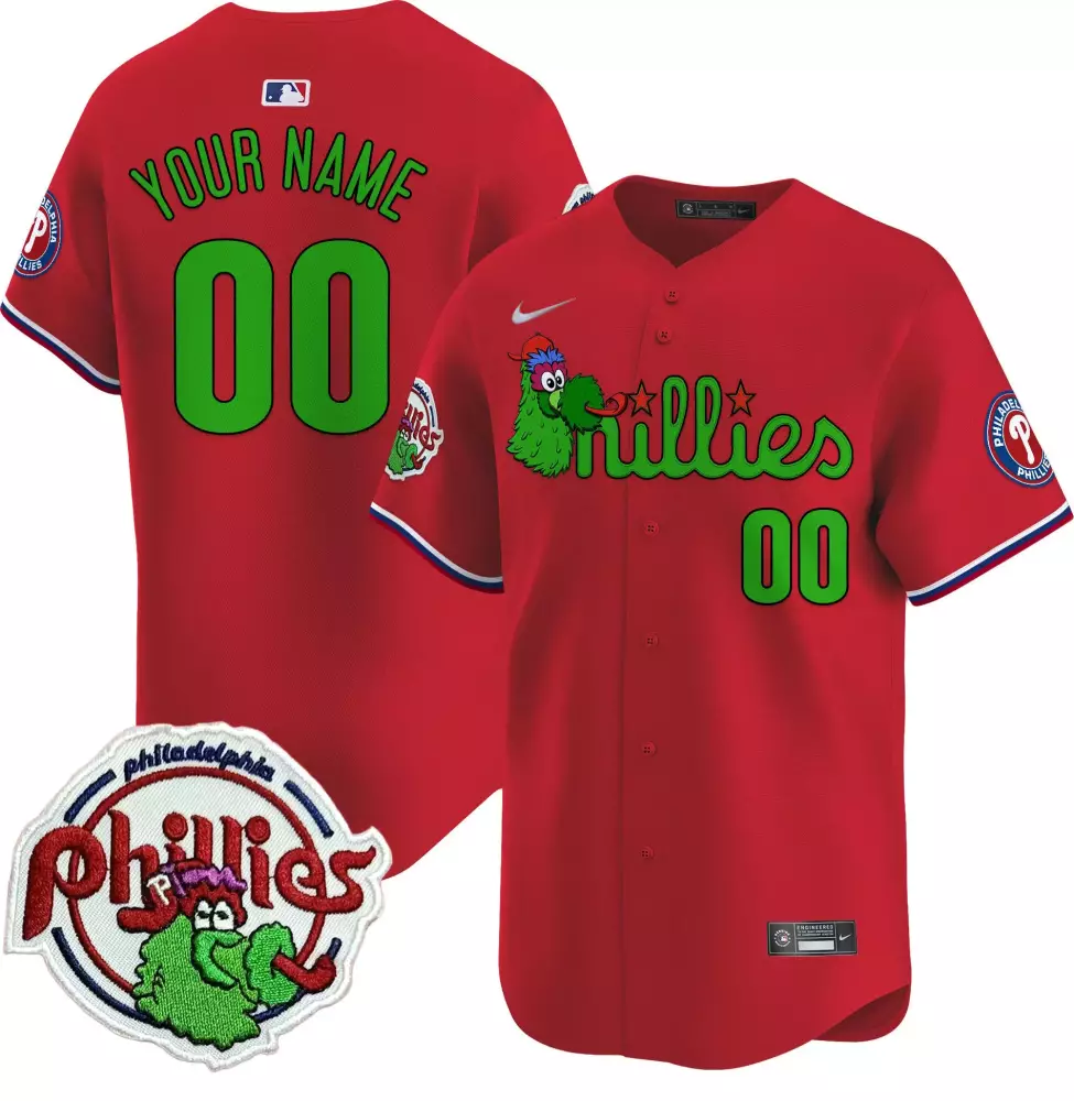 Youth Philadelphia Phillies Phanatic Patch Vapor Premier Limited Jersey V3 | All Stitched Red | Fan Gear for Men, Women & Youth