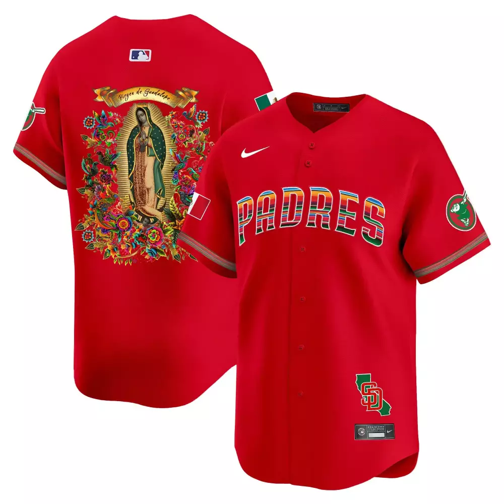 Red Youth San Diego Padres Mexico Guadalupe Vapor Premier Limited Jersey | Printed Fan Gear | For Youth