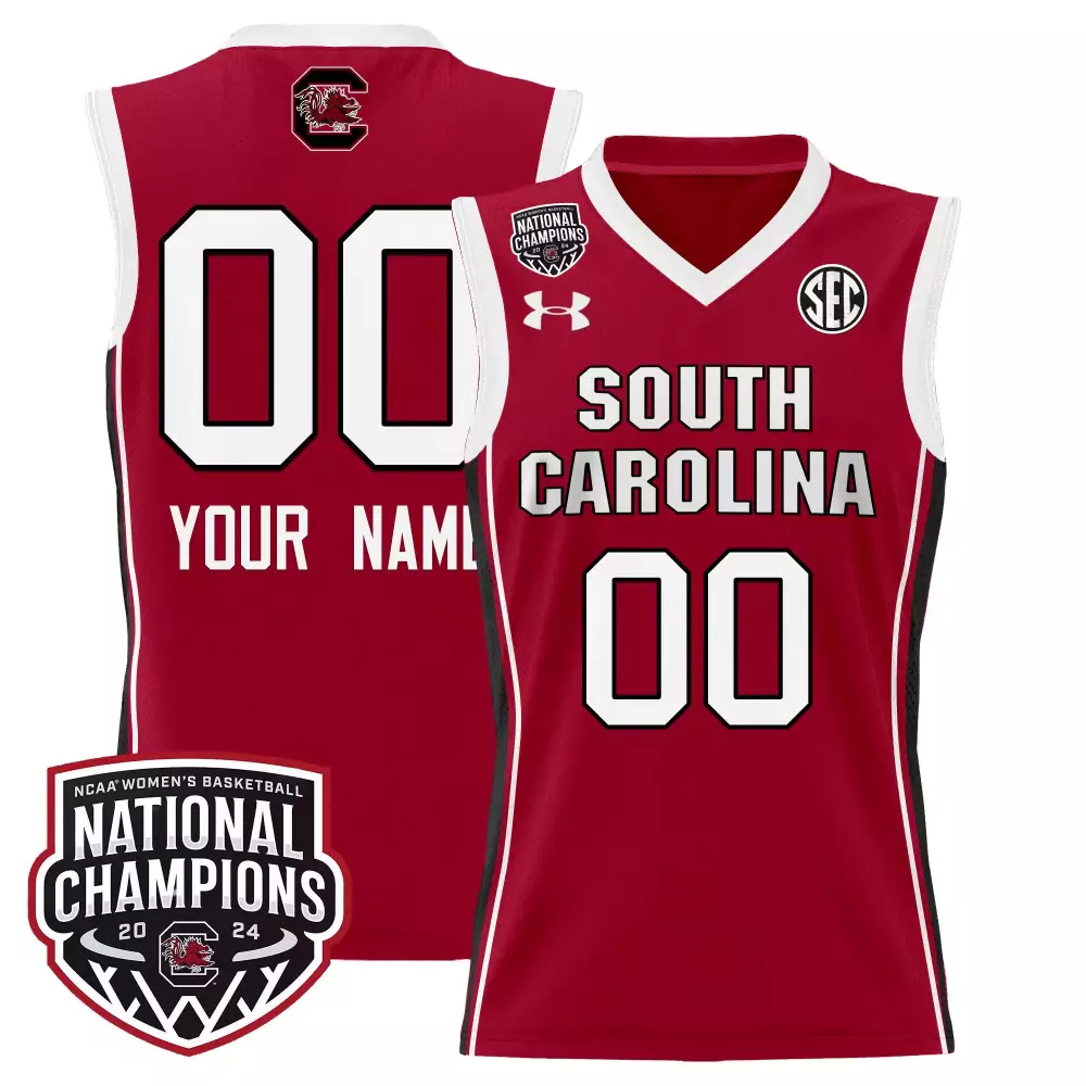 red youth south carolina gamecocks 2024 national champions basketball custom jersey women patch all stitched