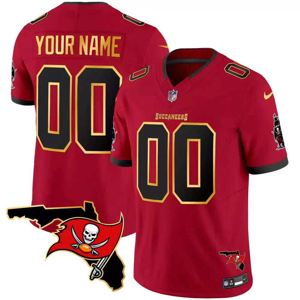 red youth tampa bay buccaneers florida patch gold trim vapor custom jersey all stitched