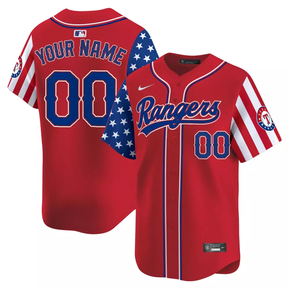 red youth texas rangers 2023 world series flex base gold trim custom jersey v2 all stitched