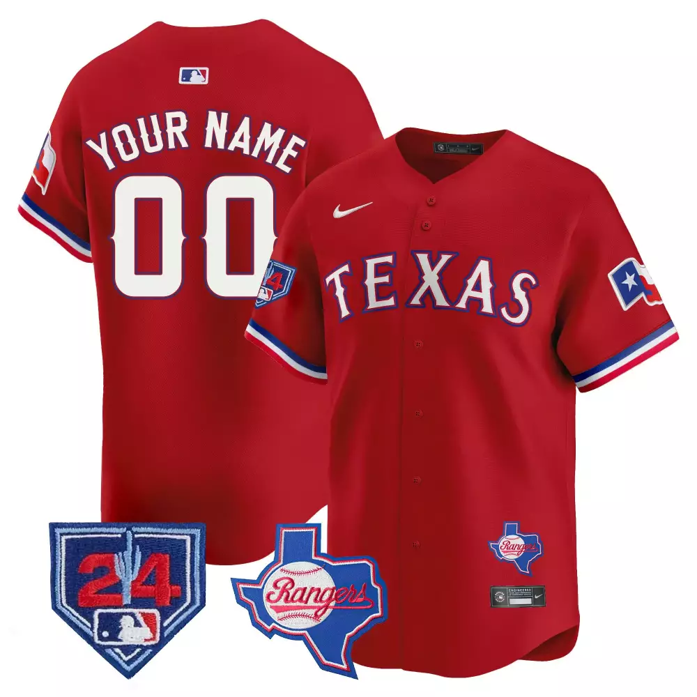 red youth texas rangers 2024 spring training patch vapor premier limited custom jersey all stitched