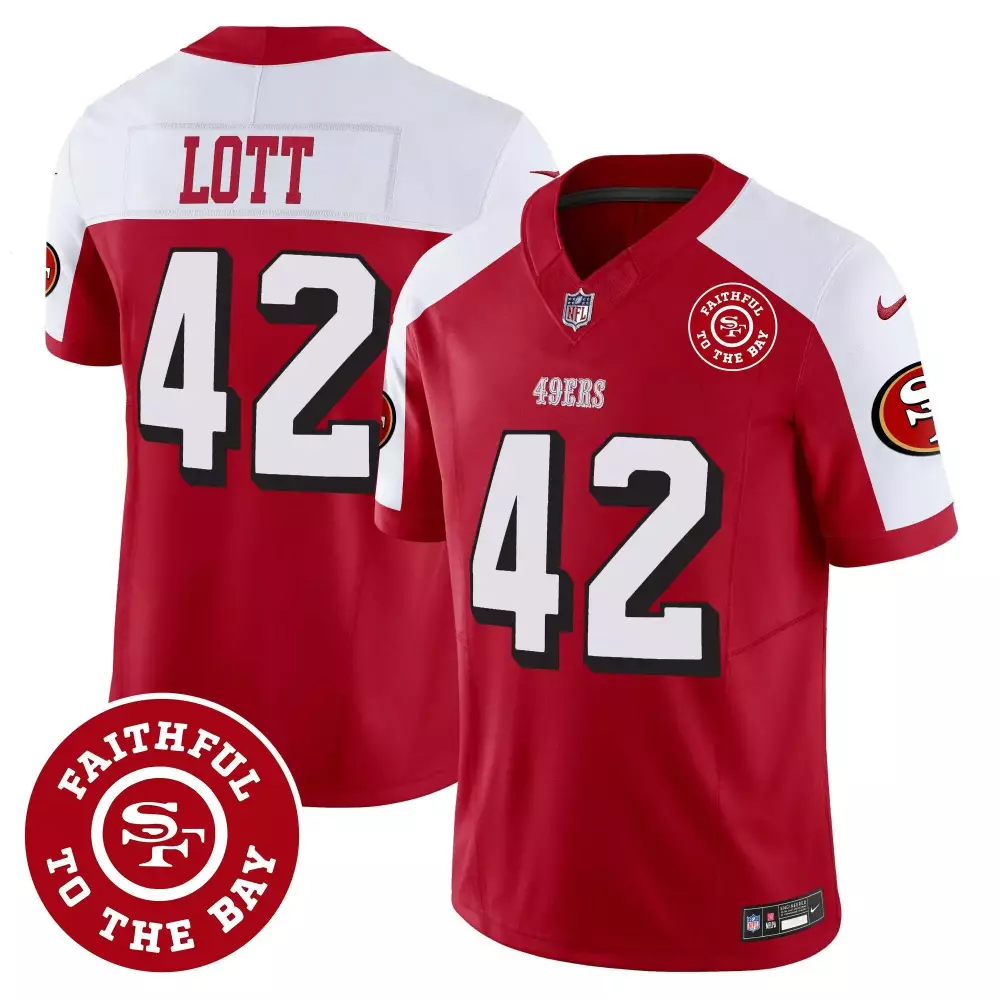 Ronnie Lott San Francisco 49ers Red & White Vapor Jersey | Faithful to the Bay Patch | For Men, Women & Youth