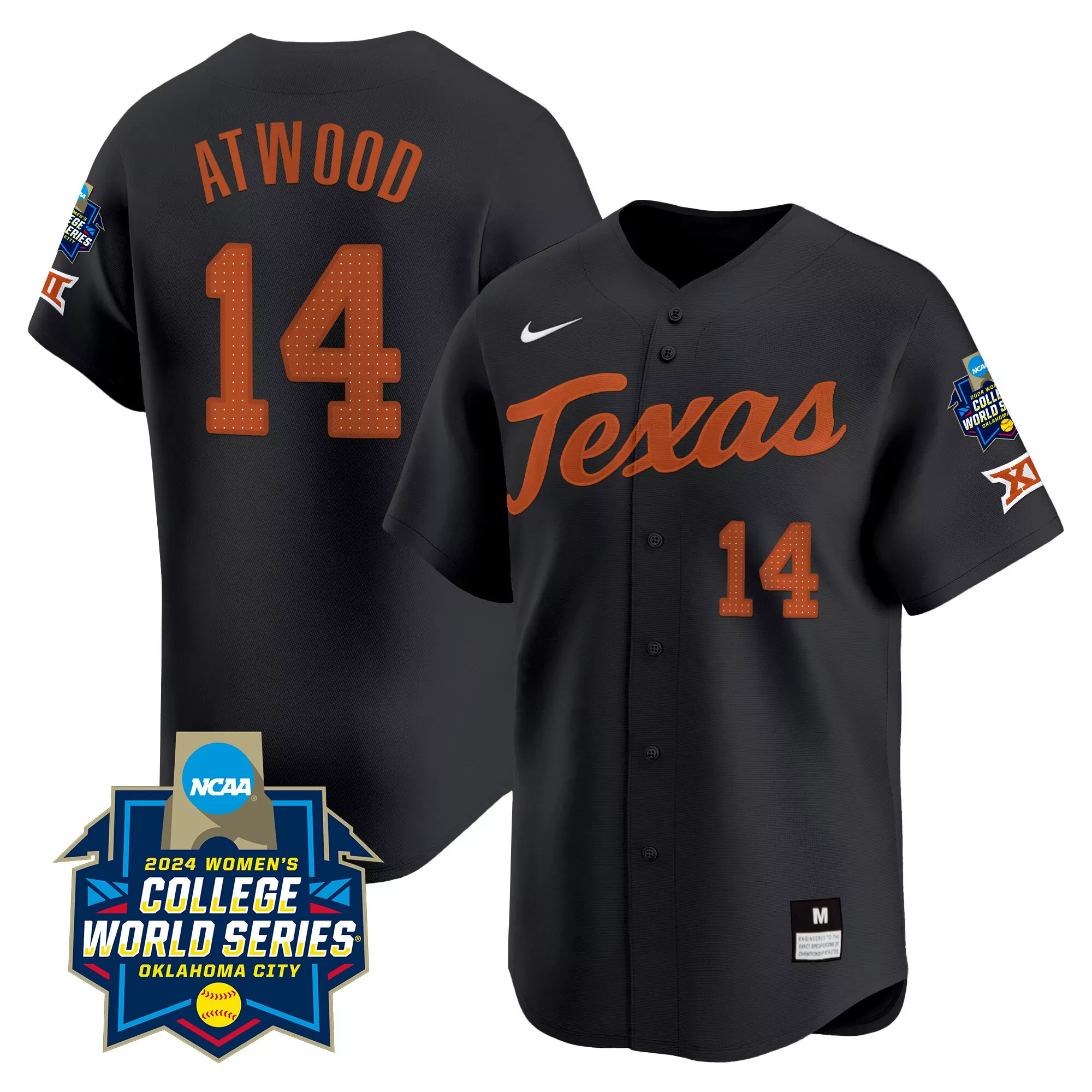 reese atwood black youths size texas longhorns womens college world series champions vapor premier limited jersey all st
