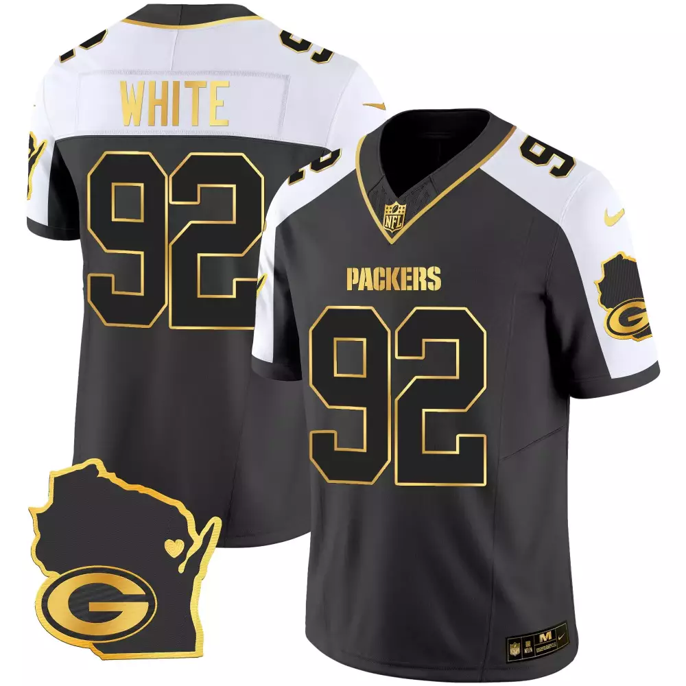 Reggie White Alternate Men's Green Bay Packers Home Patch Gold Vapor Jersey V2 | All Stitched | For Men, Women & Youth