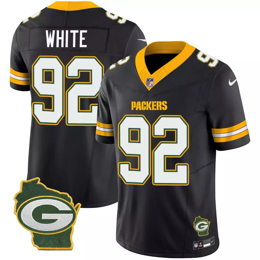 Reggie White Green Bay Packers Men's Black Jersey | Home Patch Vapor Stitched V3 | Game Day Outfit | For Men, Women & Youth