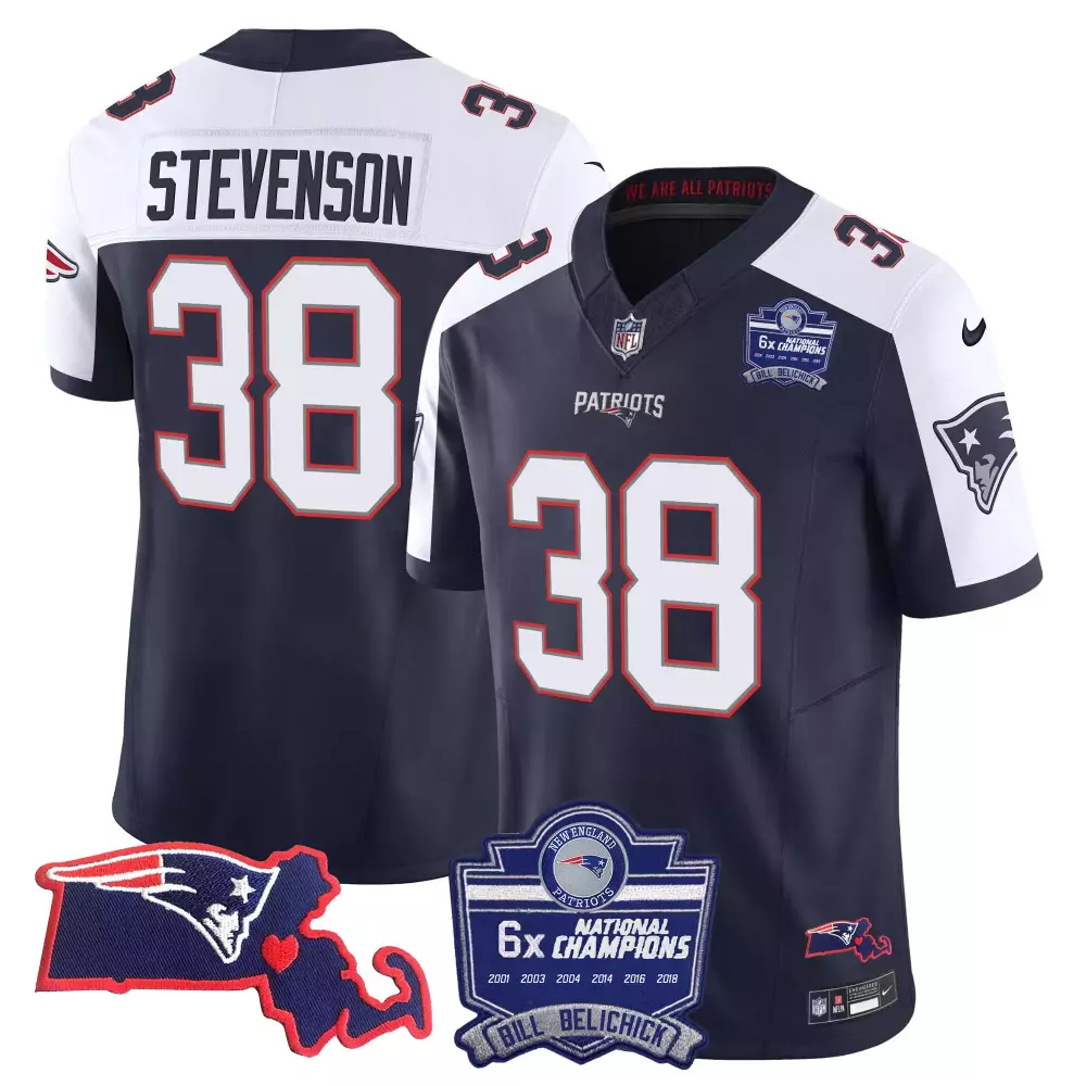 rhamondre stevenson alternate mens new england patriots massachusetts patch vapor jersey all stitched