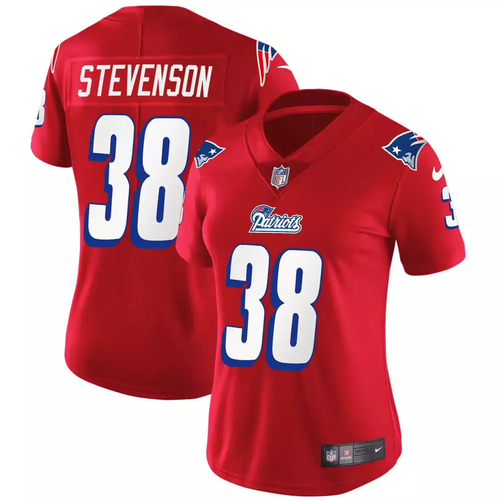 rhamondre stevenson red womens new england patriots 1996 throwback limited vapor jersey all stitched