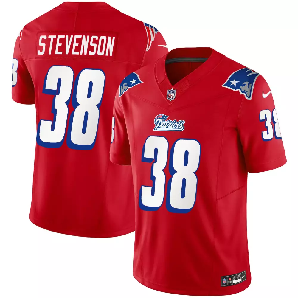 rhamondre stevenson red youths new england patriots 1996 throwback limited vapor jersey all stitched