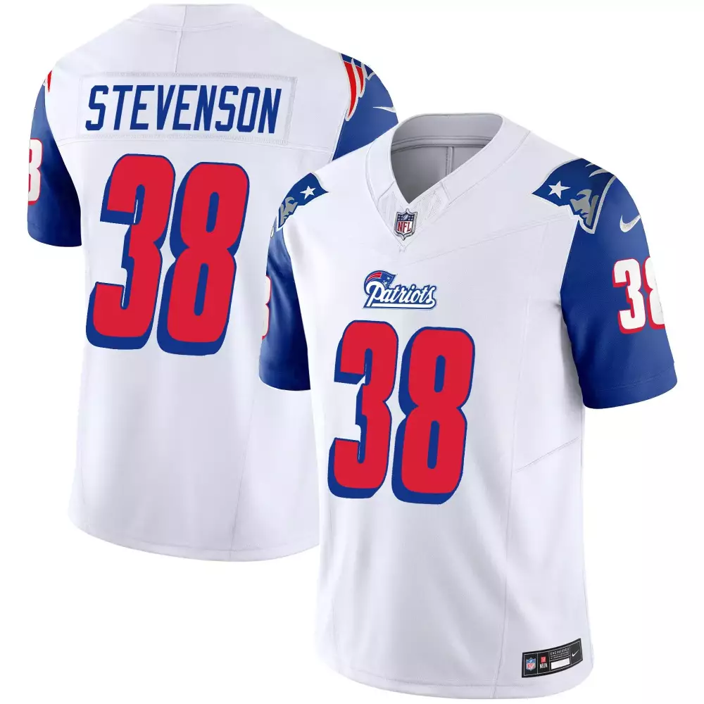 rhamondre stevenson royal sleeves womens new england patriots 1996 throwback limited vapor jersey all stitched