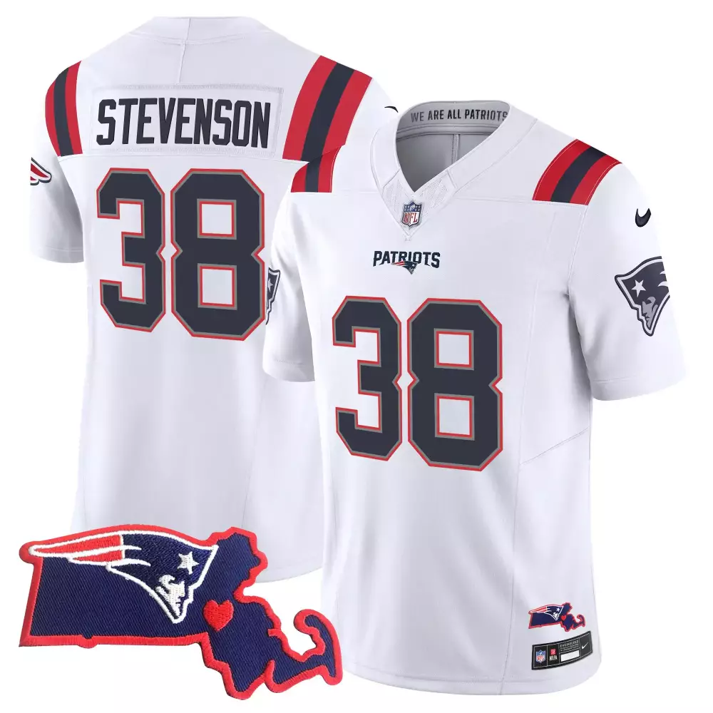 rhamondre stevenson white mens new england patriots 1996 throwback state patch vapor jersey all stitched