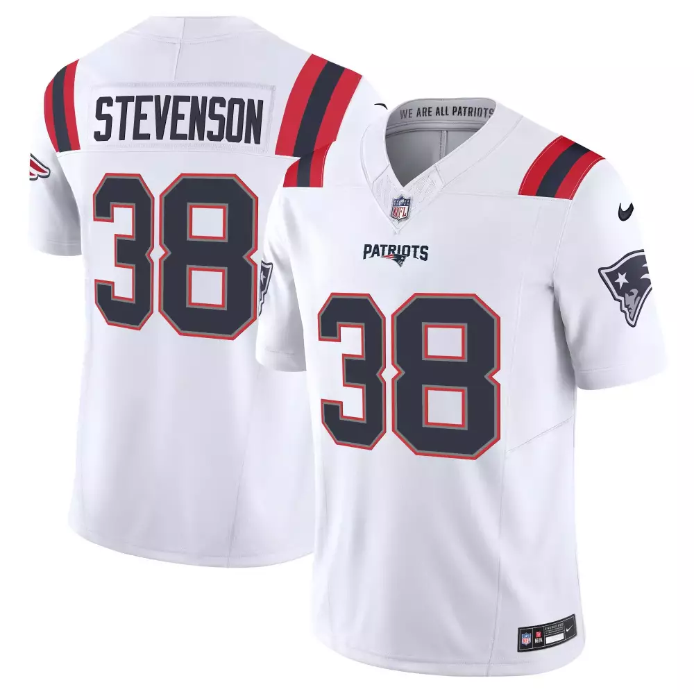 rhamondre stevenson white mens new england patriots vapor limited jersey all stitched