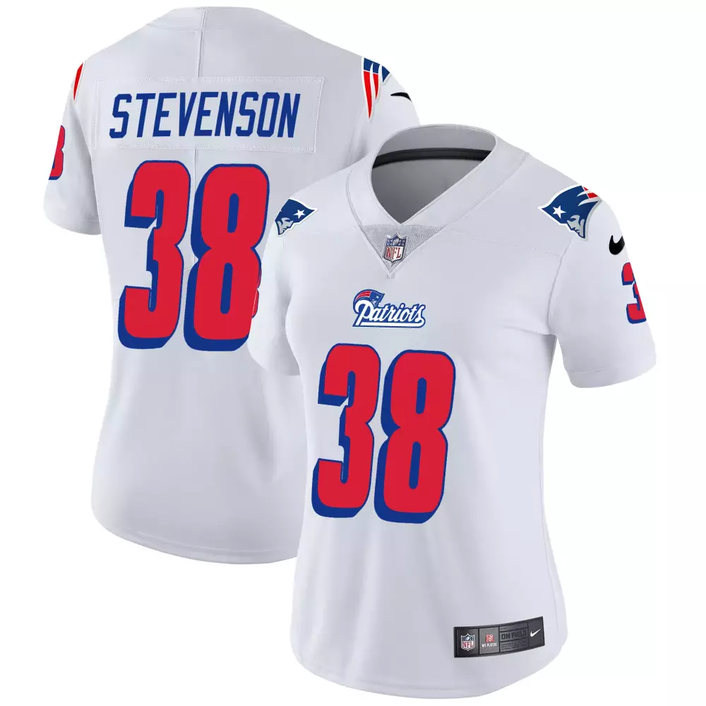 rhamondre stevenson white mens new england patriots vapor limited jersey all stitched