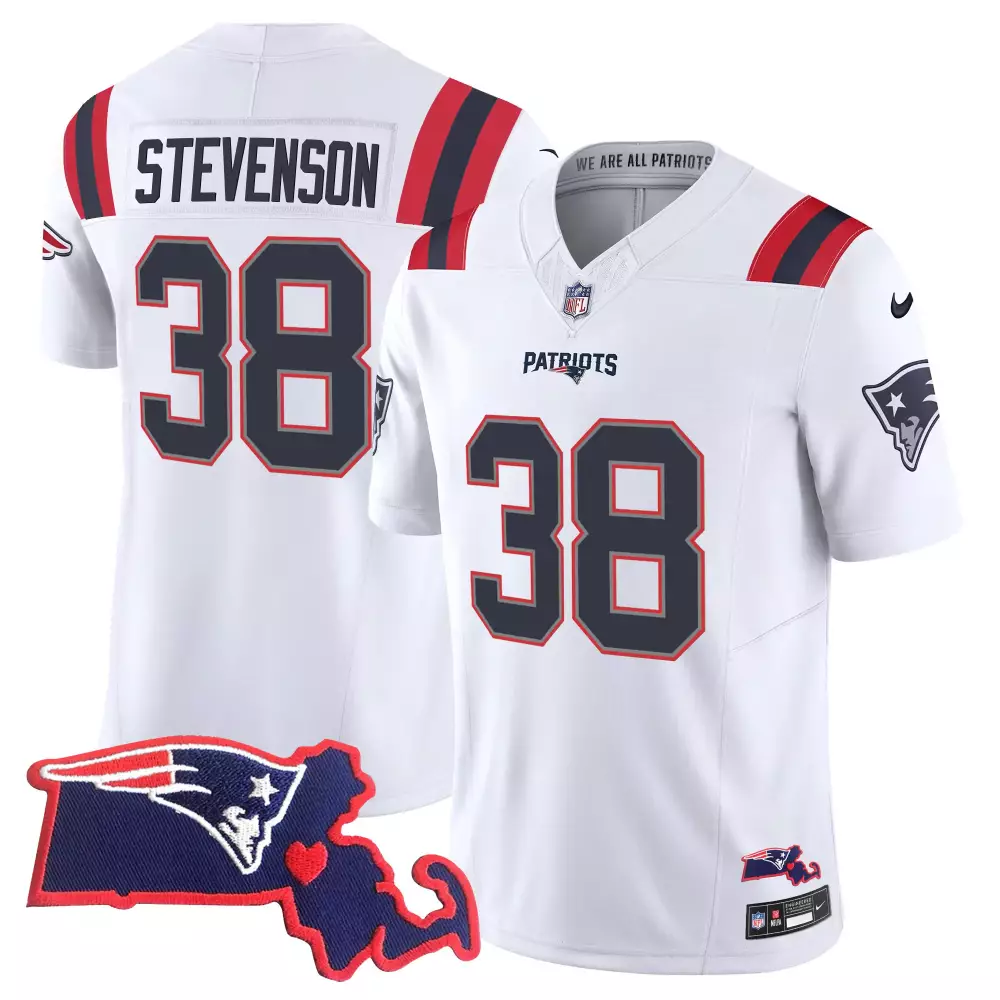 rhamondre stevenson white mens new england patriots vapor limited jersey all stitched
