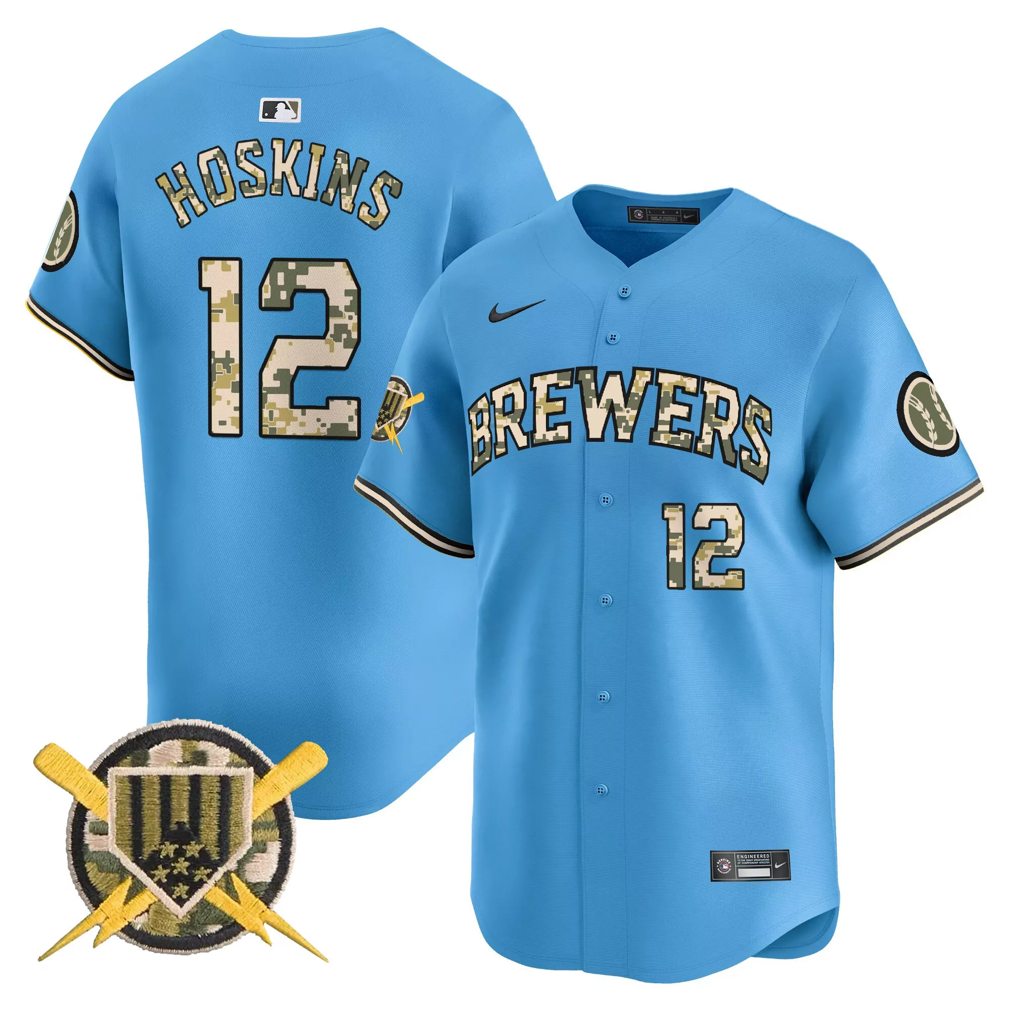 pinstripe youth milwaukee brewers armed forces day vapor premier limited custom jersey all stitched