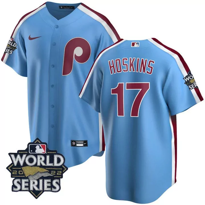 Rhys Hoskins Philadelphia Phillies Cool Base Jersey | Cooperstown 2022 World Series Patch | Limited Edition Fan Gear | For Men, Women & Youth