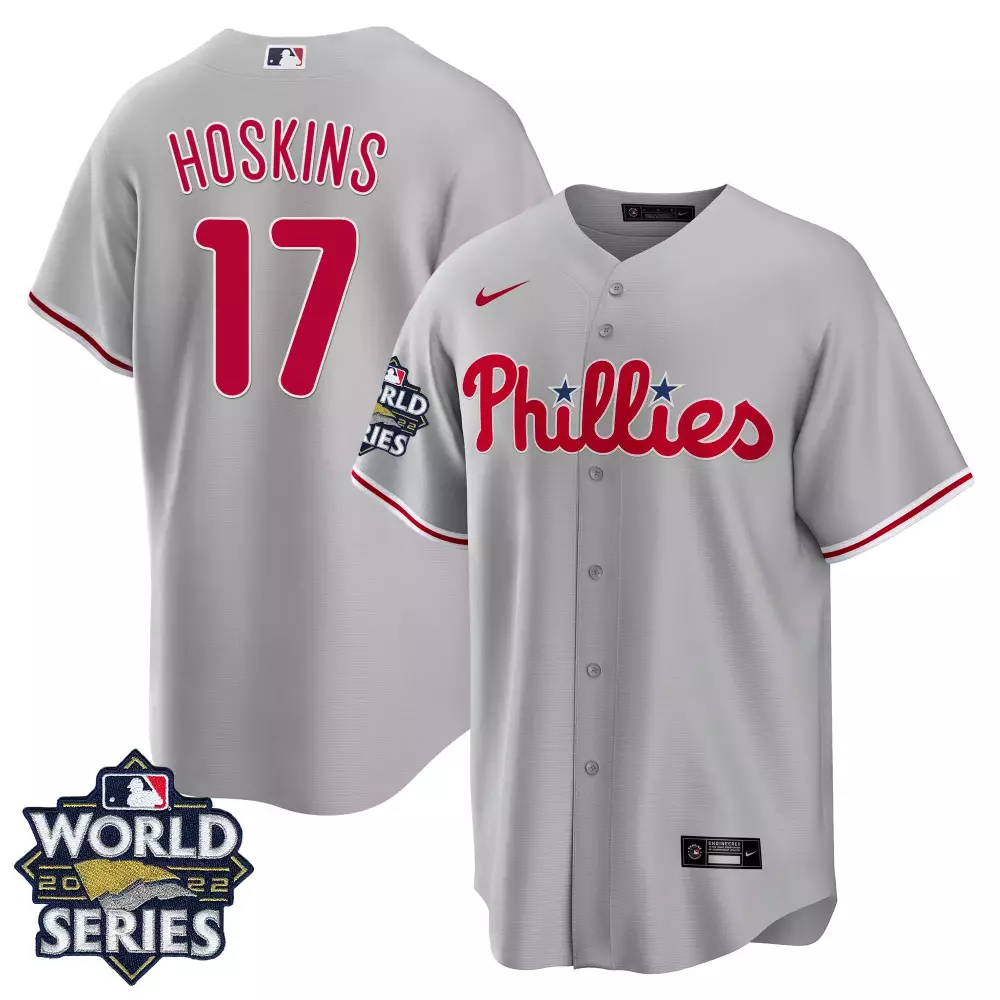 Rhys Hoskins Philadelphia Phillies Cool Base Jersey | Cooperstown 2022 World Series Patch | Limited Edition Fan Gear | For Men, Women & Youth