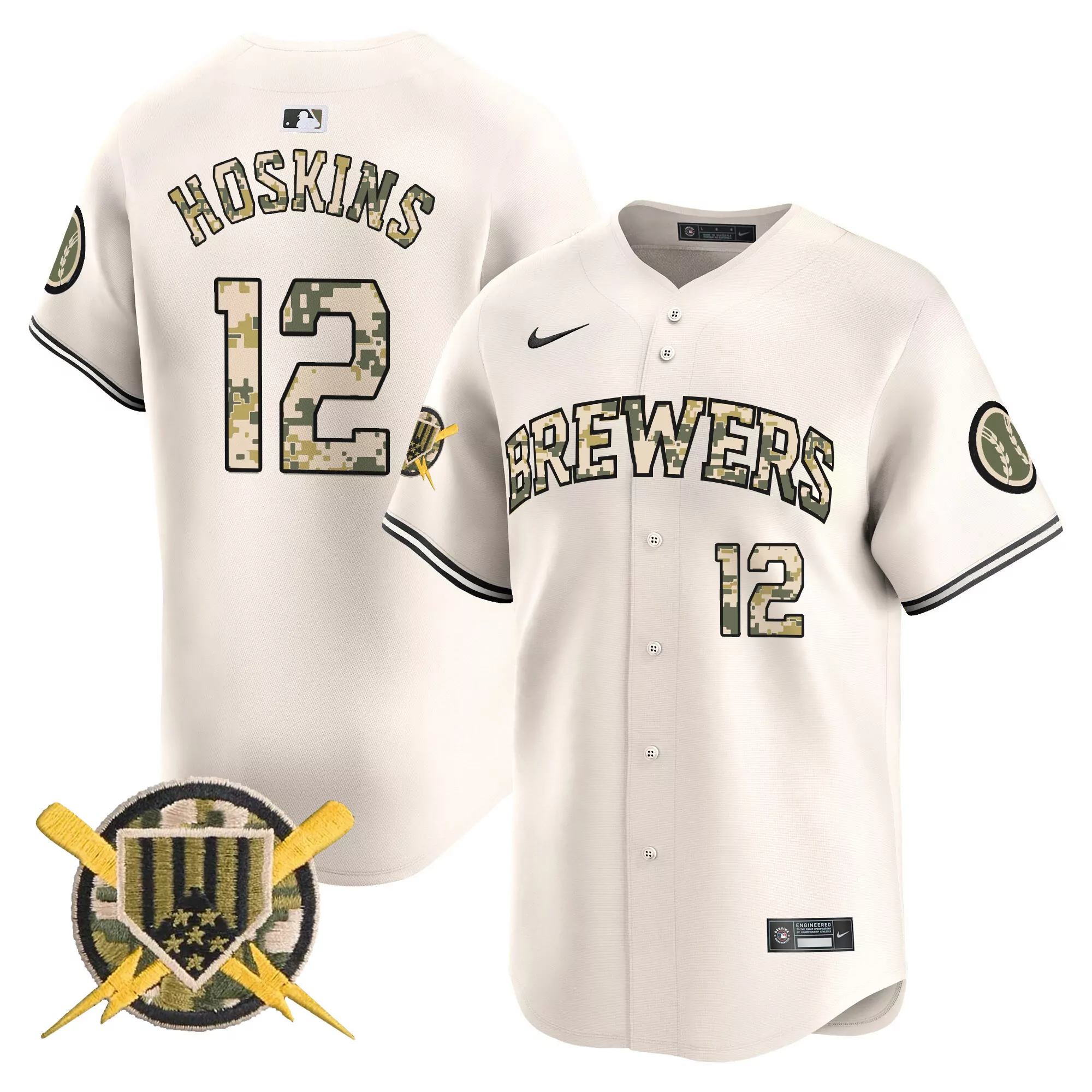 pinstripe youth milwaukee brewers armed forces day vapor premier limited custom jersey all stitched