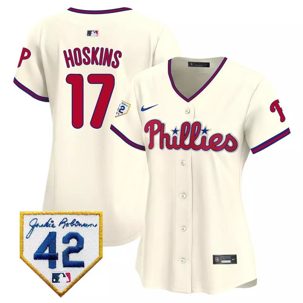 Rhys Hoskins Women's Phillies 2024 Jackie Robinson Patch Vapor Premier Jersey | Limited Edition | Fan Gear | For Women