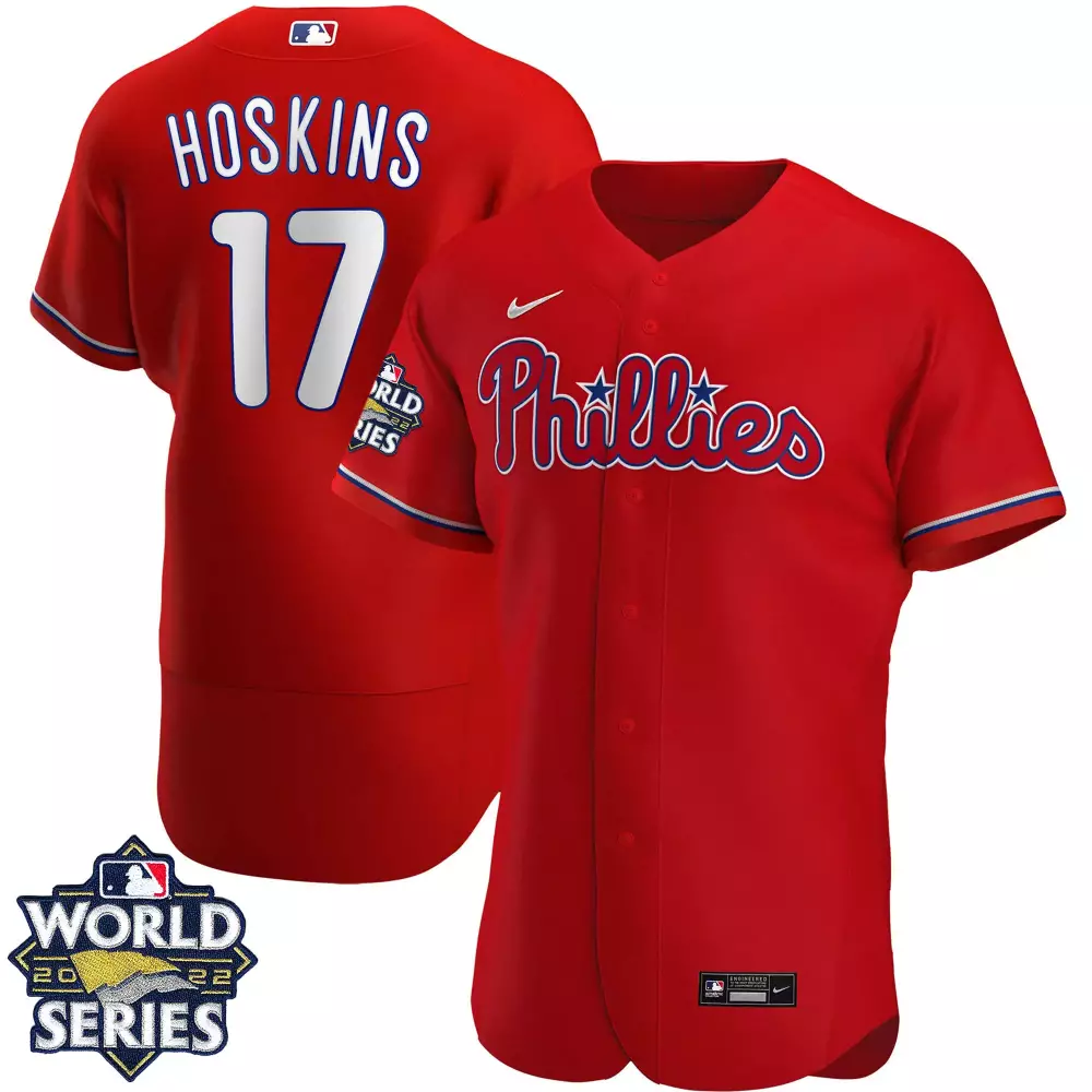 rhys hoskins cream womens philadelphia phillies red october patch jersey all stitched