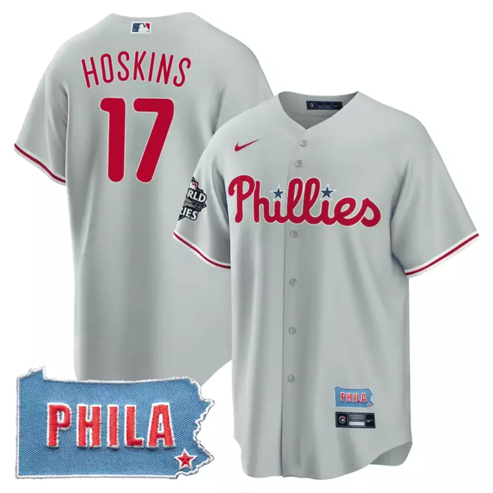 rhys hoskins flex white youths philadelphia phillies gold 2022 world series jersey all stitched