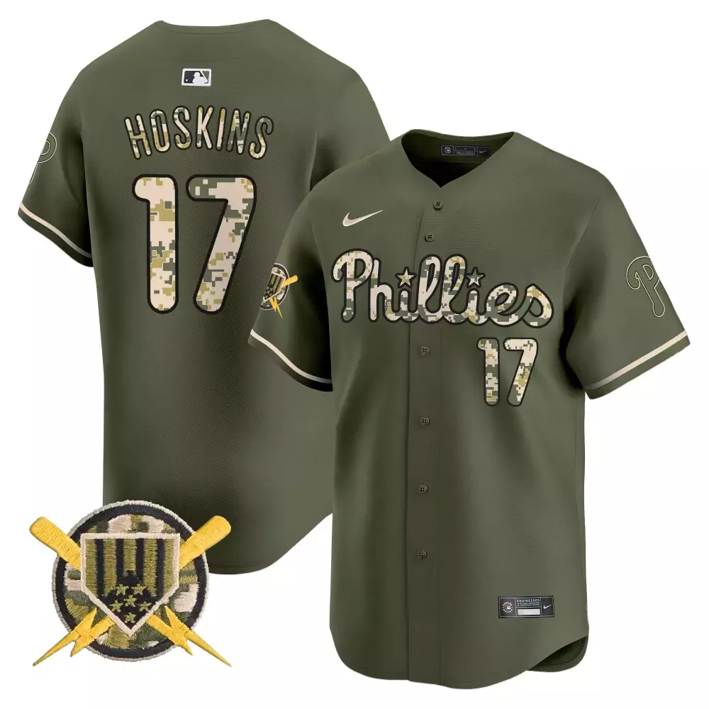 rhys hoskins green mens phillies armed forces day vapor premier limited jersey all stitched