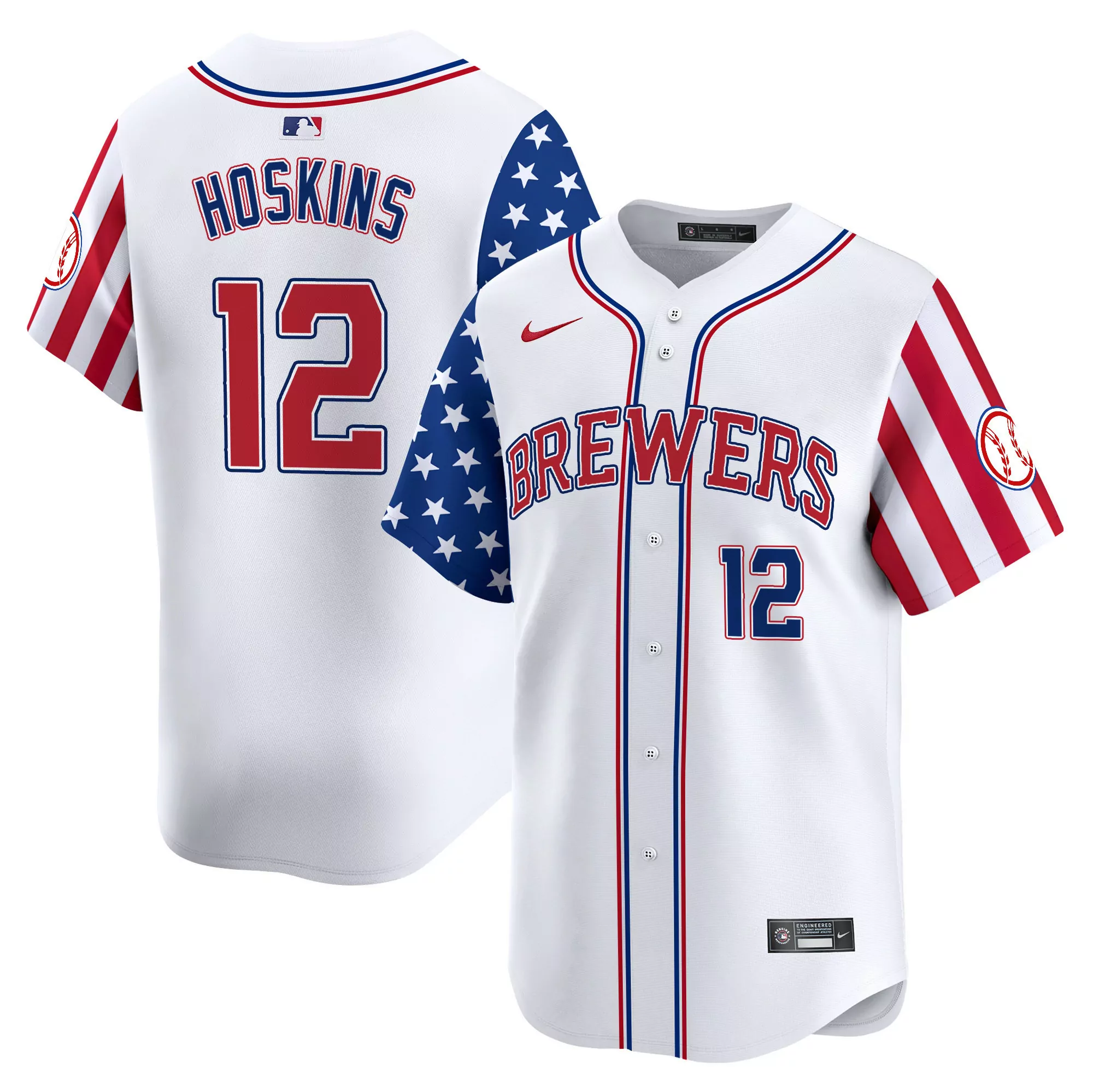 rhys hoskins men milwaukee brewers 2024 independence day vapor premier limited jersey all stitched