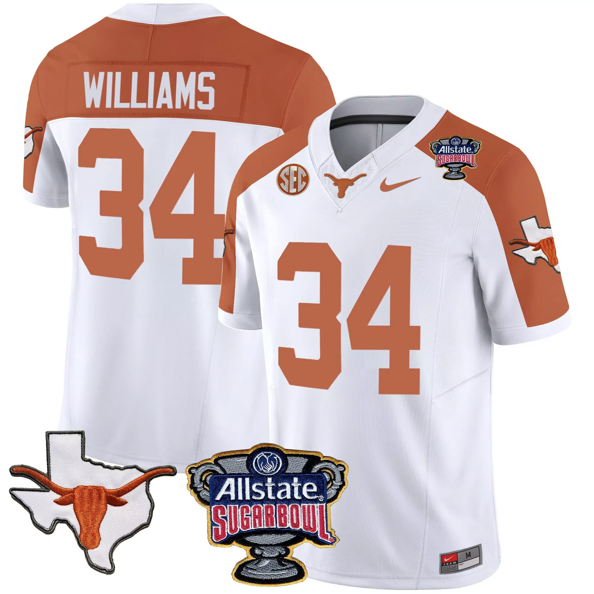 ricky williams inverted mens texas longhorns sugar bowl sec patch vapor jersey all stitched