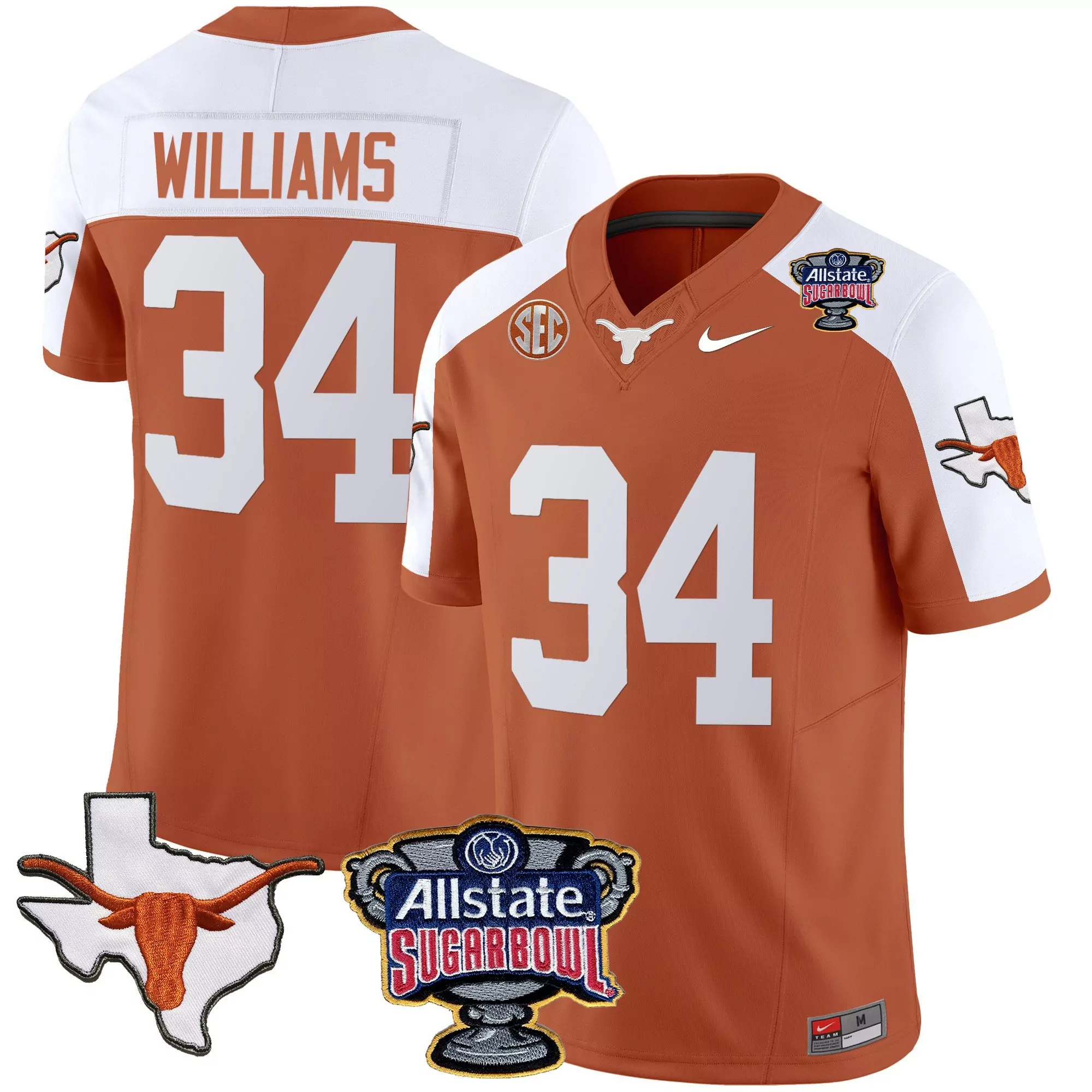 ricky williams orange alternate mens texas longhorns state map sec patch vapor jersey all stitched