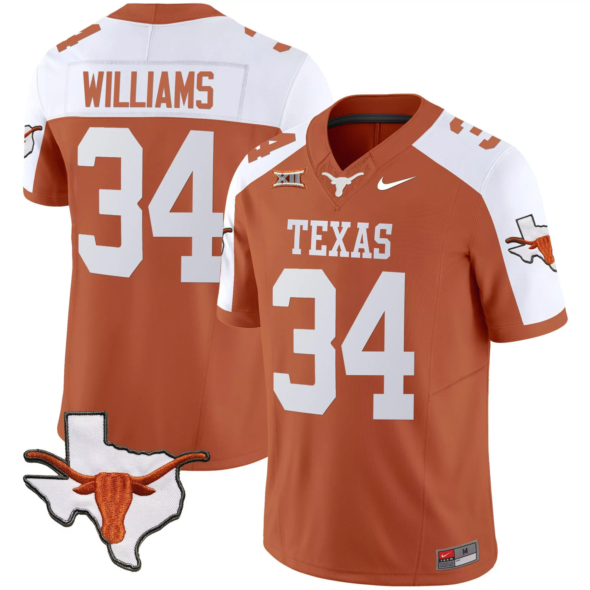 ricky williams orange alternate mens texas longhorns state map sec patch vapor jersey all stitched
