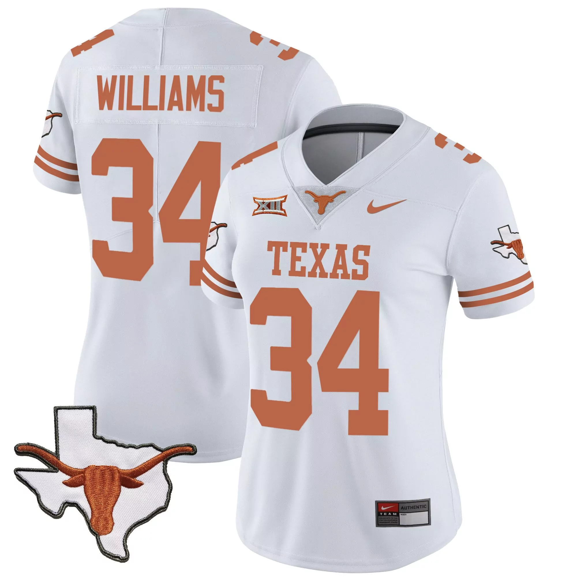 ricky williams white womens texas longhorns sugar bowl sec patch vapor jersey all stitched