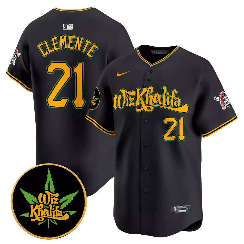 roberto clemente black mens pittsburgh pirates wiz khalifa vapor premier limited jersey all stitched