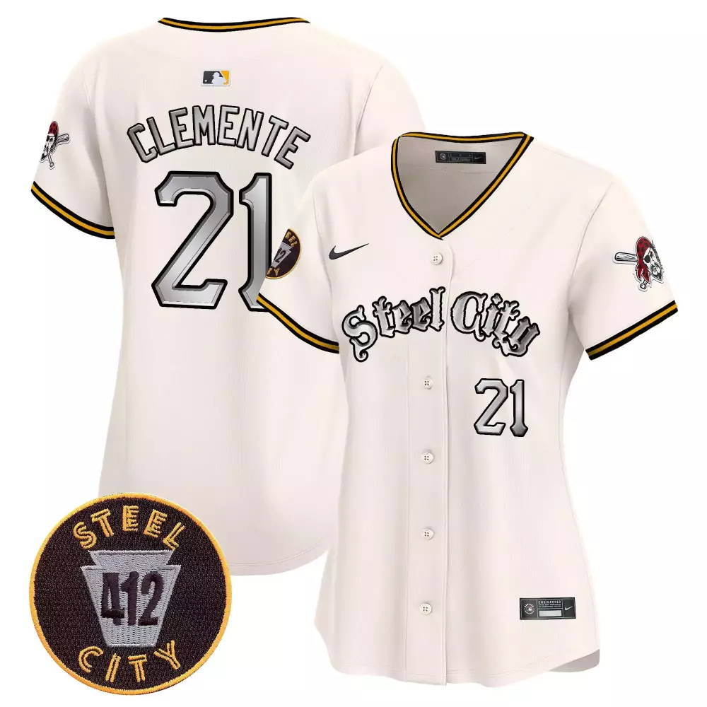 roberto clemente cream womens pittsburgh pirates 412 patch vapor premier limited jersey v2 all stitched