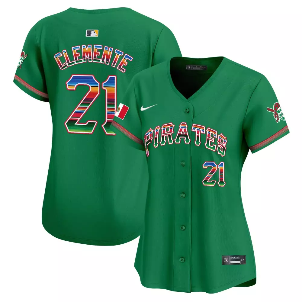 roberto clemente gold womens pittsburgh pirates 412 patch vapor premier limited jersey v7 all stitched