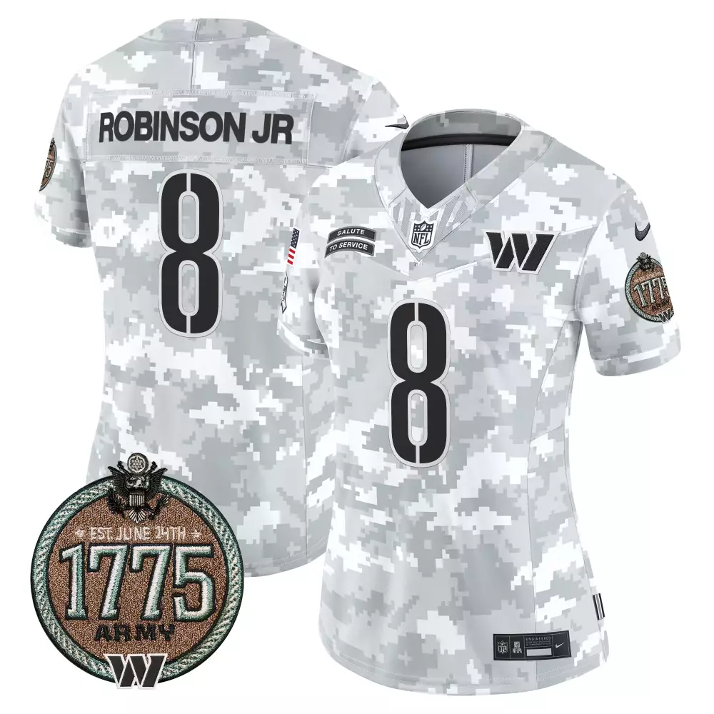 robinson jr alternate womens washington commanders 90th anniversary patch gold vapor jersey all stitched