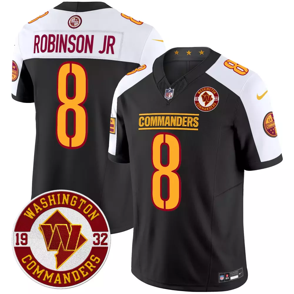robinson jr alternate womens washington commanders 90th anniversary patch gold vapor jersey all stitched