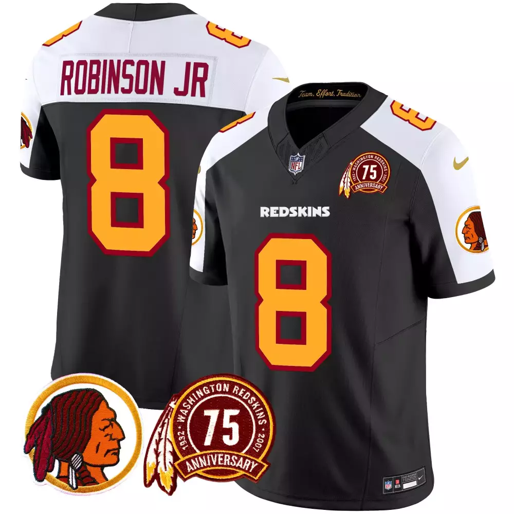 robinson jr black alternate mens washington redskins 75th patch throwback vapor limited jersey all stitched