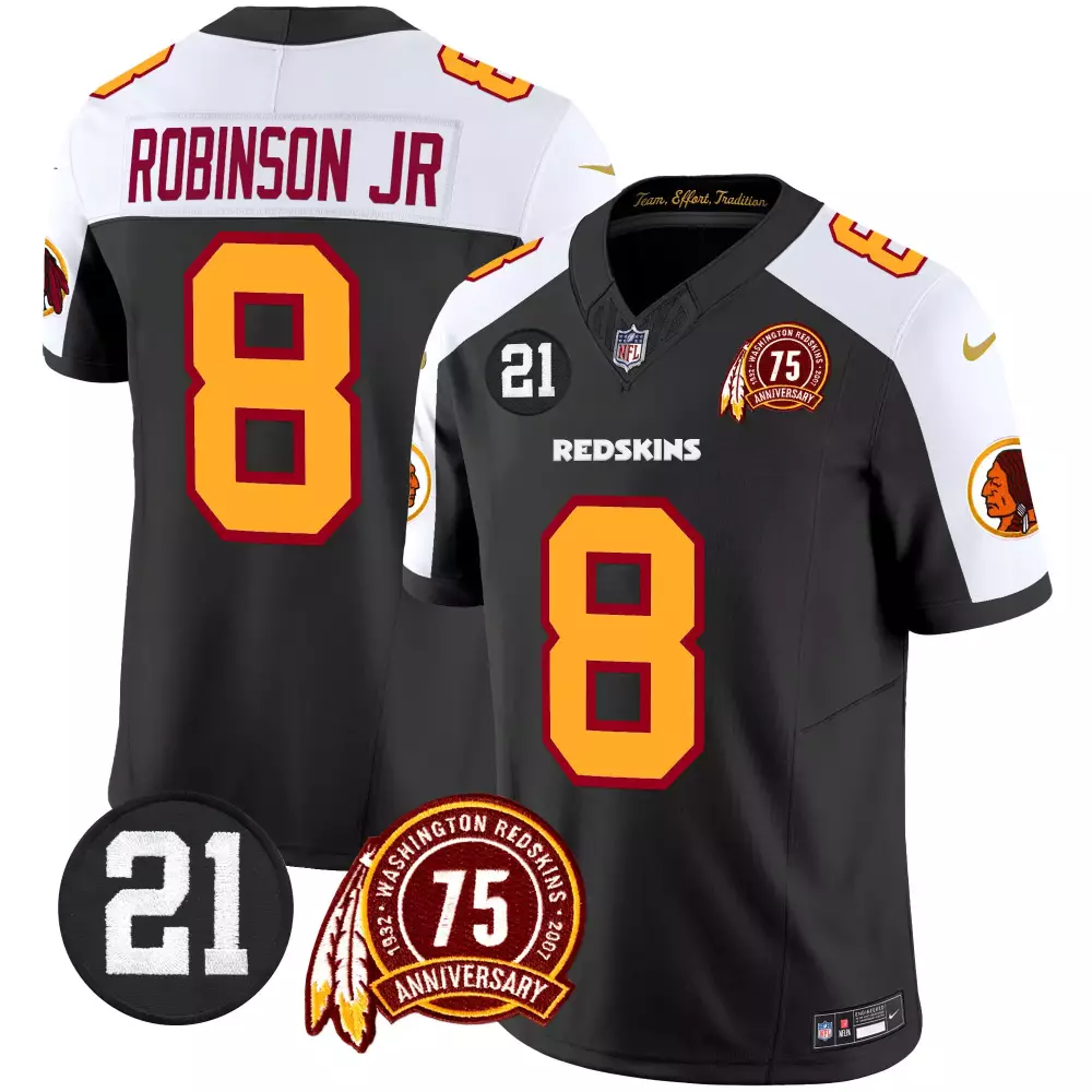 robinson jr black alternate mens washington redskins 75th sean taylor patch vapor limited jersey all stitched