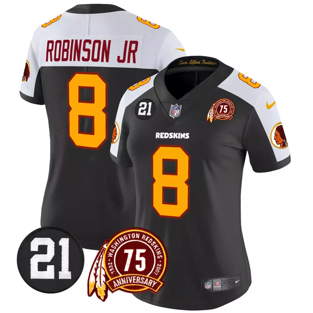 robinson jr black alternate womens washington redskins 75th sean taylor patch vapor limited jersey all stitched