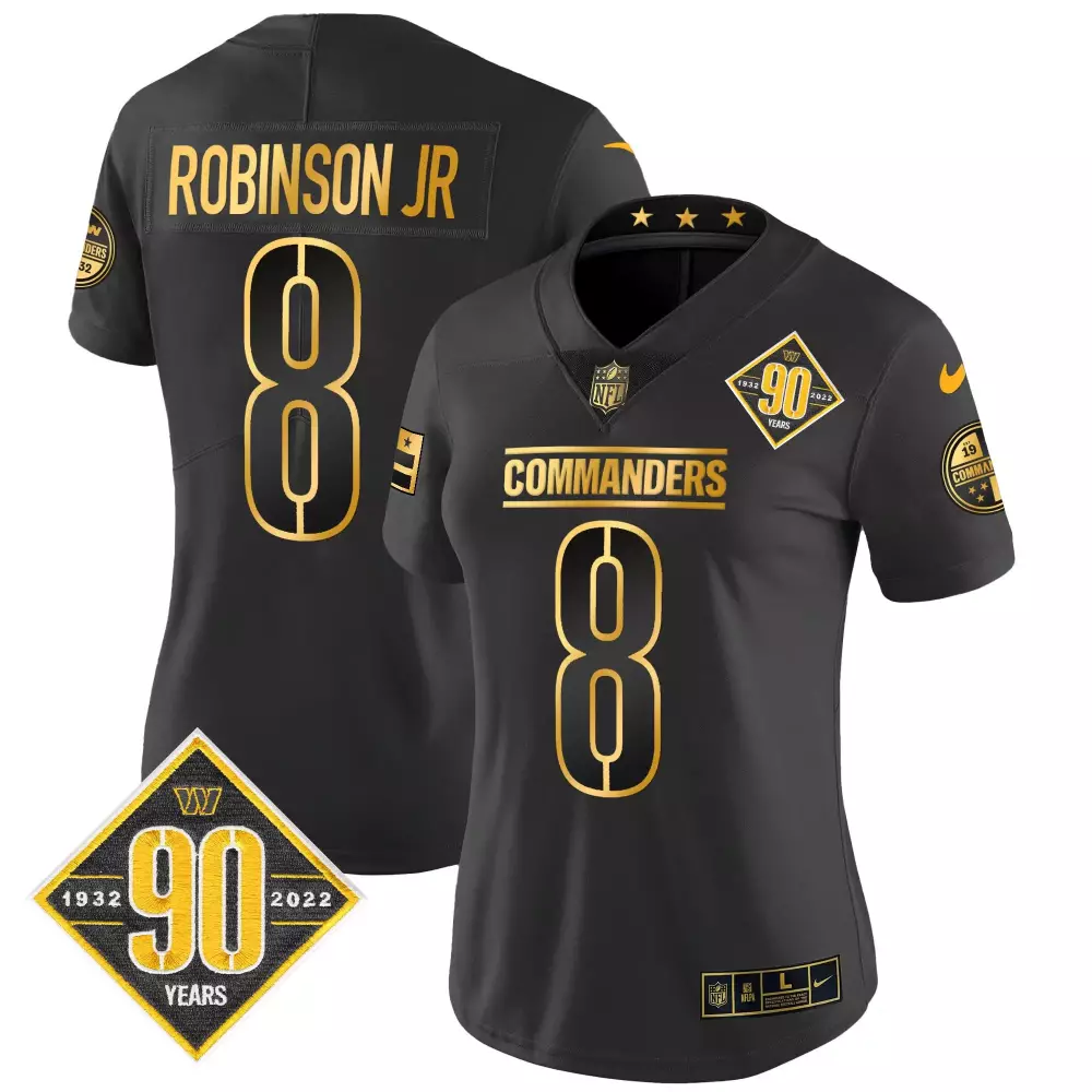 robinson jr black alternate womens washington commanders 90th sean taylor patch vapor limited jersey all stitched