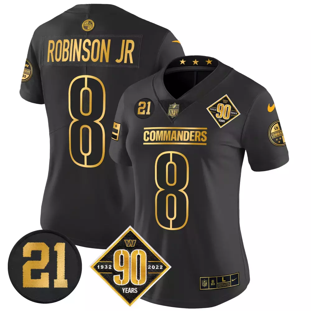 robinson jr black alternate womens washington commanders 90th sean taylor patch vapor limited jersey all stitched