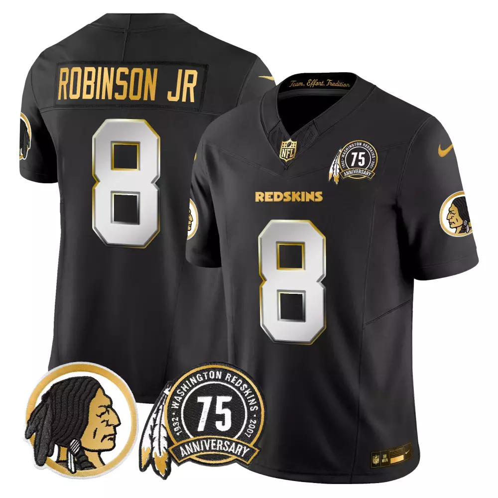robinson jr black limited mens washington redskins 75th patch throwback gold vapor limited jersey all stitched